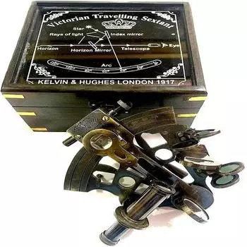 Латунный морской секстант немецкого образца с деревянной коробкой 12,7 см