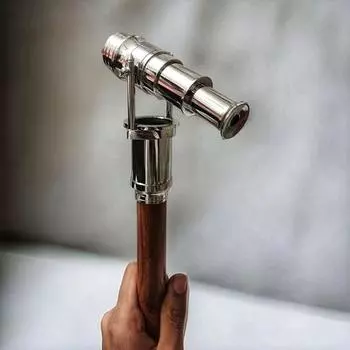 Латунный морской телескоп 93,98 см с золотой отделкой, трость, деревянная трость, телескоп с рабочей ручкой, идеальный подарок в стиле стимпанк