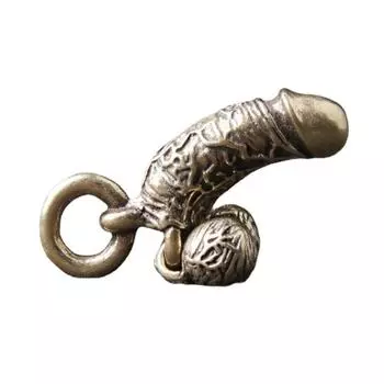 Латунный мужской кулон в виде пениса, брелок, кулон, забавный креативный симулятор цыпочки, индивидуальный кулон, мини-мужские гениталии, автомобильный брелок, нож, бусина