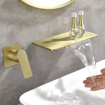 Латунный настенный водопадный смеситель для раковины в ванной комнате, скрытый монтаж, смеситель для раковины, смеситель для ванны, смеситель для наполнения ванны