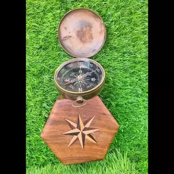 Латунный настольный компас в старинном античном стиле, подарок морского компаса S коричневый