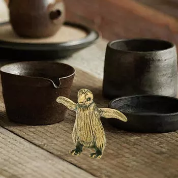 Латунный пингвин коллекционный подарок маленькая скульптура медная статуэтка художественное украшение для офиса дома спальни 3x2.6cm