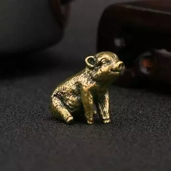 Латунный поделочный поросенок, украшение в виде маленькой свиньи, латунный орнамент в виде животного, ретро-фигурки свиньи со знаком зодиака, подарки медный