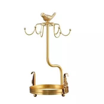 Латунный подстаканник, светлый роскошный стеллаж для хранения блюдца и чашки с птицей, украшение дома, гостиная, обеденный стол, органайзер для хранения чашек с водой as the picture золотой