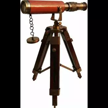Латунный рабочий телескоп на деревянной подставке. Декор для стола-штатива. Подарок для моряка 9. S латунный