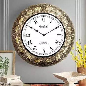 Латунный рельефный римский циферблат аналоговые настенные часы ручной работы антикварные часы для спальни гостиной дома и офиса (45,72 см