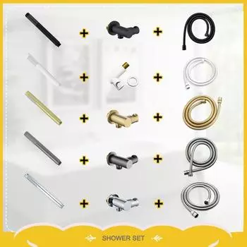 Латунный ручной душ, черные аксессуары для ванной комнаты, круглый держатель для душа, высоконапорный водосберегающий ручной душ с 1,5-метровым шлангом для душа