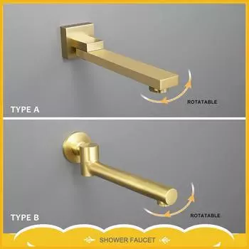Латунный смеситель для раковины, настенный, круглый, квадратный, матовый, золотой, поворотный, для ванной, для дома, ванной, балкона, для умывальника
