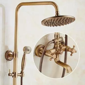 Латунный смеситель для ванной комнаты, душевая головка, антикварный латунный смеситель, настенный смеситель для ванны, смеситель для душа, смеситель для душа, смеситель для душа