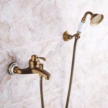 Латунный смеситель для ванной комнаты, душевая головка, антикварный латунный смеситель, настенный смеситель для ванны, смеситель для душа, смеситель для душа, смеситель для душа