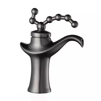 Латунный смеситель для ванной комнаты, хромированный смеситель для раковины в ванной, палубная пластина, 1 отверстие, смеситель для ванной комнаты с одной ручкой G12 темно серый