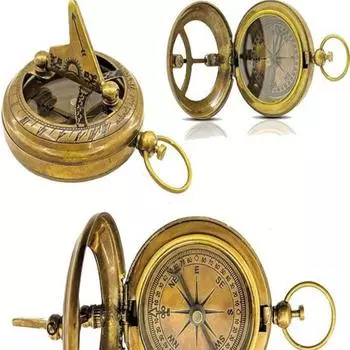 Латунный солнечный компас – 5,08 см кнопочный циферблат, рабочие карманные солнечные часы для походов и кемпинга как
