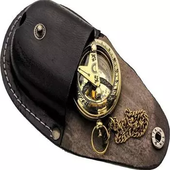 Латунный солнечный компас с кожаным футляром – 6,35 см, открывающийся нажатием, подарок ручной работы как