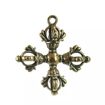 Латунный состаренный ваджрный пестик и ступка латунный брелок золотой кулон One Size