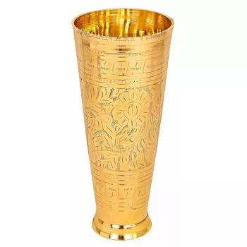 Латунный стакан для ласси с тиснением, посуда и столовая посуда для ласси, молока и воды, высота - 10 дюймов, объем - 1600 мл