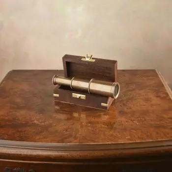 Латунный телескоп 15,24 см, пиратская подзорная труба в деревянной коробке, аксессуары в стиле ретро в подарок