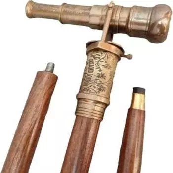 Латунный телескоп-компас Лондон Скрытый сверху Деревянные трости для ходьбы M