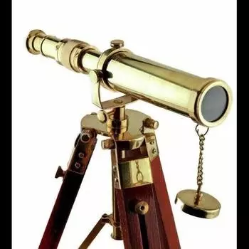 Латунный телескоп с деревянной подставкой-штативом в морском стиле, винтажный декор для стола S латунный