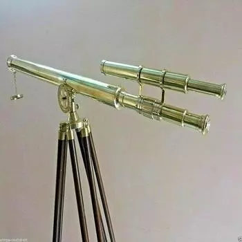 Латунный телескоп с двойным стволом, деревянный штатив-подставка, морской подарок