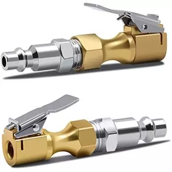 Латунный воздушный патрон Закрытый патрон для шин Сверхмощный замок на патроне для накачивания шин с зажимом-2 упаковки 11x4x1cm