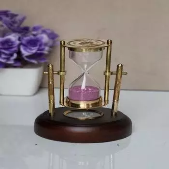 Латунный вращающийся песочный таймер 15,24 см с компасом на деревянной основе, морские песочные часы для украшения дома, офиса, подарка для мамы