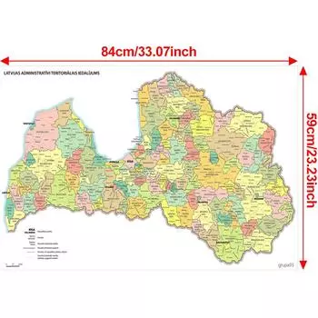 Латвия-Латвия Карта-Административная карта Декоративная картинка для путешествий, Учебное пособие, Фон для фотосессии A1-841*594mm
