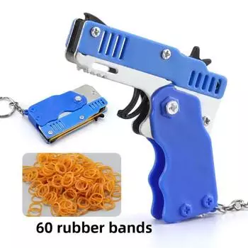 Launch Foldable Continuous Rubber Circle Model Gun Alloy Children Keychain Toy