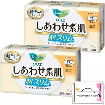 Laurier Happy Bare Super Light Daily No 32 шт. x 2 шт. 64 В комплект входят специальные салфетки [Оптовая покупка] Skin, Slim, Use, 17 см, Wings, (Всего штук)