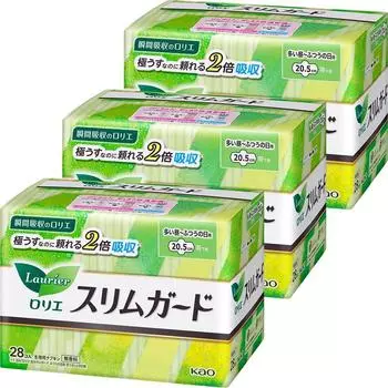 Laurier Slim Guard с жесткими крылышками для дневного использования 28 шт. x 3 набора [Оптовая закупка] 20,5 см (84 штуки)