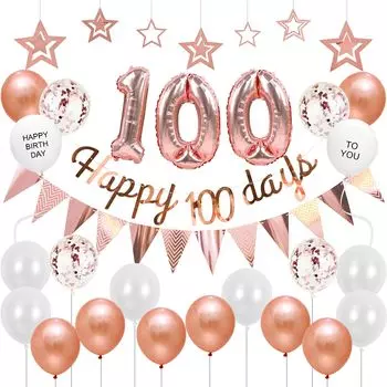 Lausatek 100 дней украшение для праздника с воздушными шарами Украшение для первого приема пищи СЧАСТЛИВЫЕ 100 ДНЕЙ День рождения Набор воздушных шаров Гирлянда Фотография Годовщина