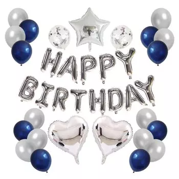 Lausatek Украшение воздушными шарами на день рождения Воздушный шар Гирлянда на день рождения Воздушный шар в форме сердца Украшение воздушными шарами на праздник Сюрприз Серебряно-голубой вечеринки