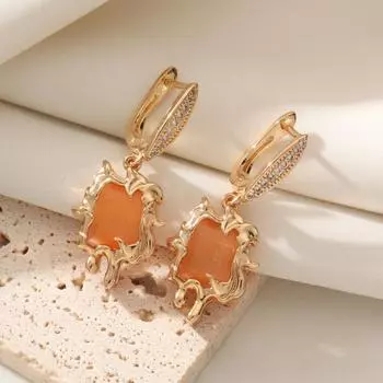 Серьги-подвески в форме лавы для женщин 2025 года, новые модные золотые серьги-подвески, ювелирные изделия из циркония, аксессуары для свадебной вечеринки золотой