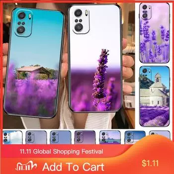Lavender For Xiaomi Redmi Note 10S 10 9T 9S 9 8T 8 7S 7 6 5A 5 Pro Max Soft Black Phone Case Redmi Note 10 5G