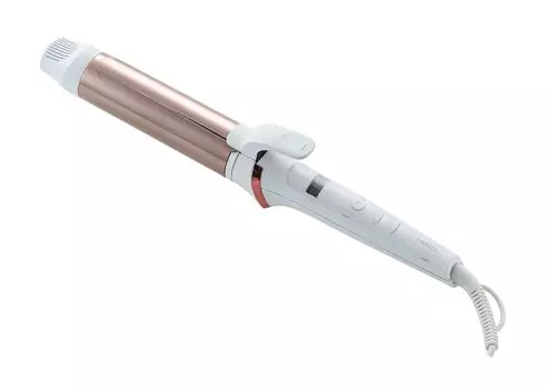 Плойка для завивки волос LAVIEL Curling Titanium, совместимая с 11 температурными режимами, насадка-щетка MAX, белый утюжок, утюжок, 38 мм, покрытие, Overseas, уровни, белый