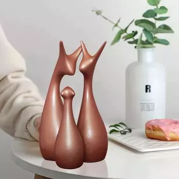 Lavish Bronze Home Decor Lucky Deer Family Ceramic Figurine (Set of 3, Bronze Matte)