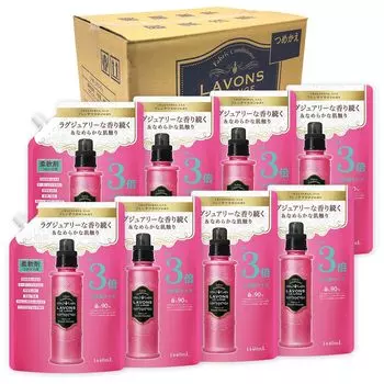 Lavon Softener Extra Large French Macaron Refill 3x Size 1440ml x 8 шт. [Коробка продаж] [Фруктовый, цветочный] белый