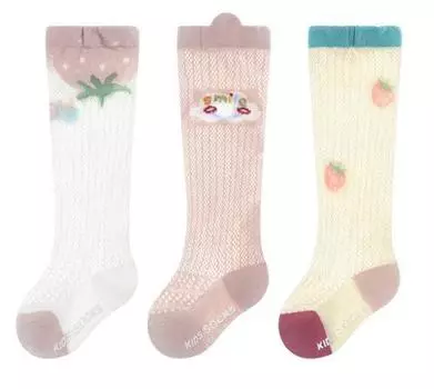 Лавадка 3 пары/комплект Детские носки до колена Летние сетчатые тонкие носки для новорожденных для девочек и мальчиков с принтом Малышовые носки до колена 0-3 года 0-12Month(S)