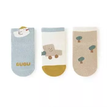 Lawadka 3 пары/лот Носки для малышей, девочек и мальчиков, хлопковые с принтом, носки для новорожденных для девочек и мальчиков, мягкие, милые, детские носки 0-5 лет 1-3Years(M)