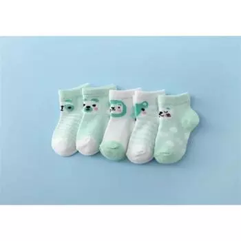 Lawadka 5Pairs/set New Summer Thin Newborn Baby Boys Girls Socks Cotton Infant Floor Sock Casual Cartoon Toddler 0-24Month XS 0to9Month