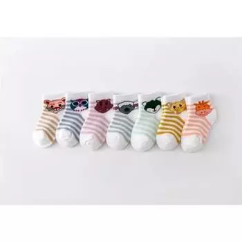 Lawadka 7Pairs/lot Newborn Baby Boys Girls Socks Summer Mesh Thin Cotton Cartoon Infant Socks For Boy Girl Casual 0-24Month 0-9Month(XS)