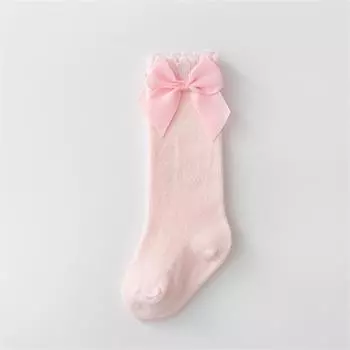 Lawadka Cotton Baby Girls Socks With Bows Knee High Children Princess Socks For Girls Toddler Kids Long Sock Autumn 0-7Years Old 2-3Years(M)