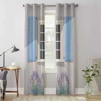 Лавандовые занавески под окно для детской комнаты, домашние жалюзи, шторы для гостиной, спальни, оконные шторы 135W x 60H(cm) x1