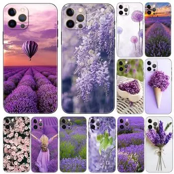 Лавандовый чехол для телефона iPhone 5s 2020se 6 6s 7 8 plus x 10 XR XS 11 12 13 mini pro MAX черная задняя крышка из ТПУ iphone 5 5S SE 2016