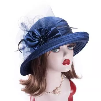 Lawliet солнцезащитные шляпы для женщин атласная лента винтажный стиль загнутые поля шляпа-клош церковная свадьба Кентукки Дерби солнцезащитная шляпа A580