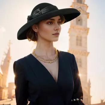 Lawliet Женское винтажное шерстяное войлочное платье с широкими полями и широкими полями для свадьбы в церкви A508