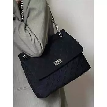 LAXMI высококачественная модная клетчатая цепочка на одно плечо сумка двойного назначения женская повседневная вместительная сумка-перекидная женская сумка чёрный