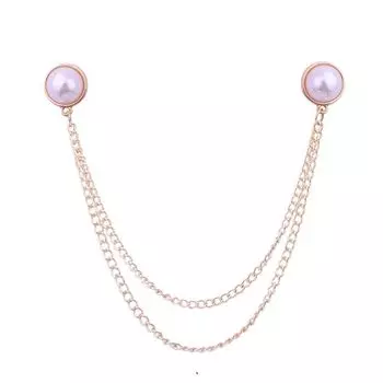 Layer Double Chain Girl Collar Jewelry Pearl Collar Pin Korean Pin Collar Brooch Women Brooches S