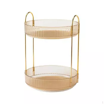 Layer Rotating Makeup Organizer for Skincare and Cosmetics золотой