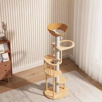 Лазалки для кошек из цельного дерева, кошачье гнездо, кошачье дерево, плюшевый столбик, космическая капсула, плетеная игрушка из ротанга и сизаля, аксессуары для домашних животных