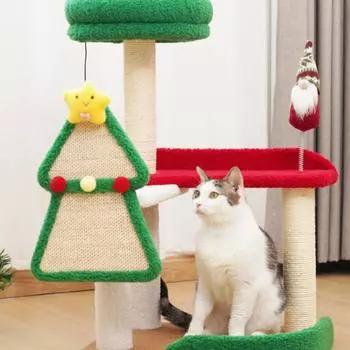Лазалки для кошек Sisal Durable Grip Pet Supplies Когтеточка для кошек Прыжковая платформа Интегрированного типа Рождественская серия PetsToy